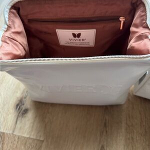Vivier White makeup bag with Soft Pink Lining